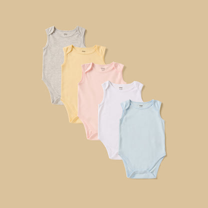 Pack of 5 - Sleeveless Bodysuit - Pink / 12-18 mths