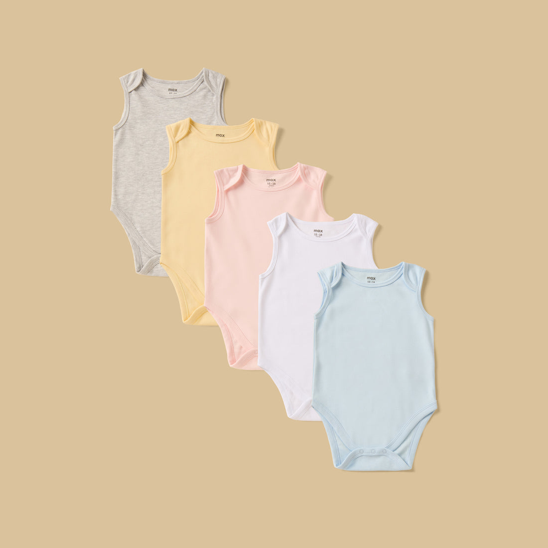 Pack of 5 - Sleeveless Bodysuit - Pink / 12-18 mths