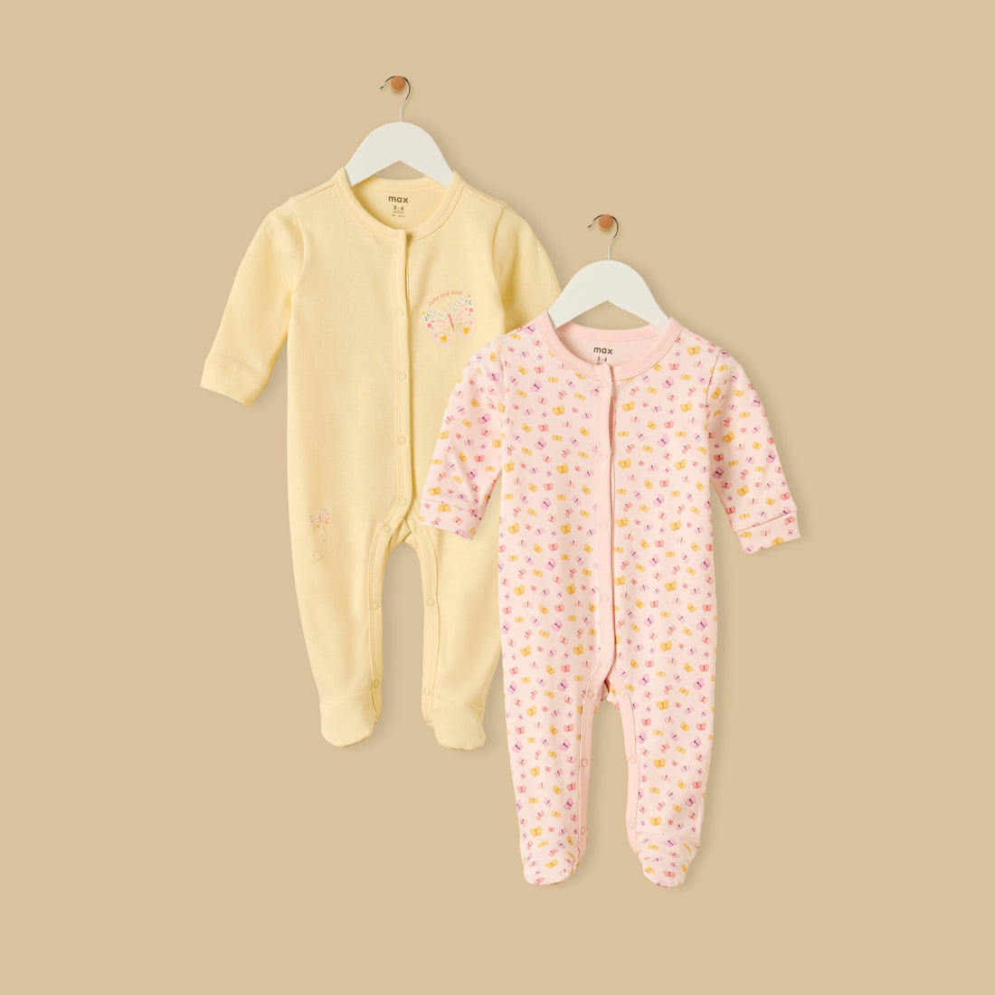 Pack of 2 - Butterfly Print Sleepsuit - Multicolour / 12-18 mths