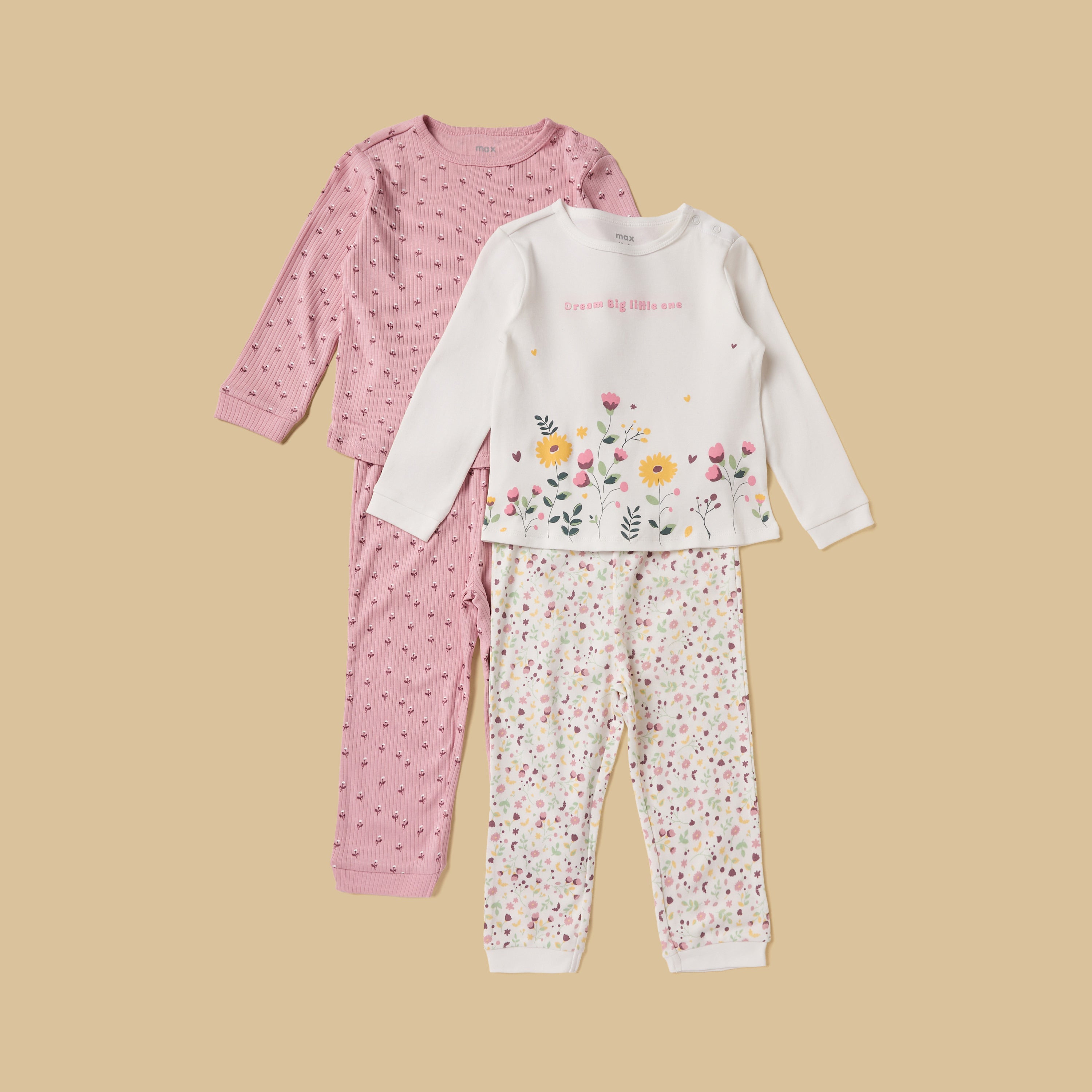 Pack of 2 - Floral Print Cotton Pyjama Set - Multicolour / 12-18 mths