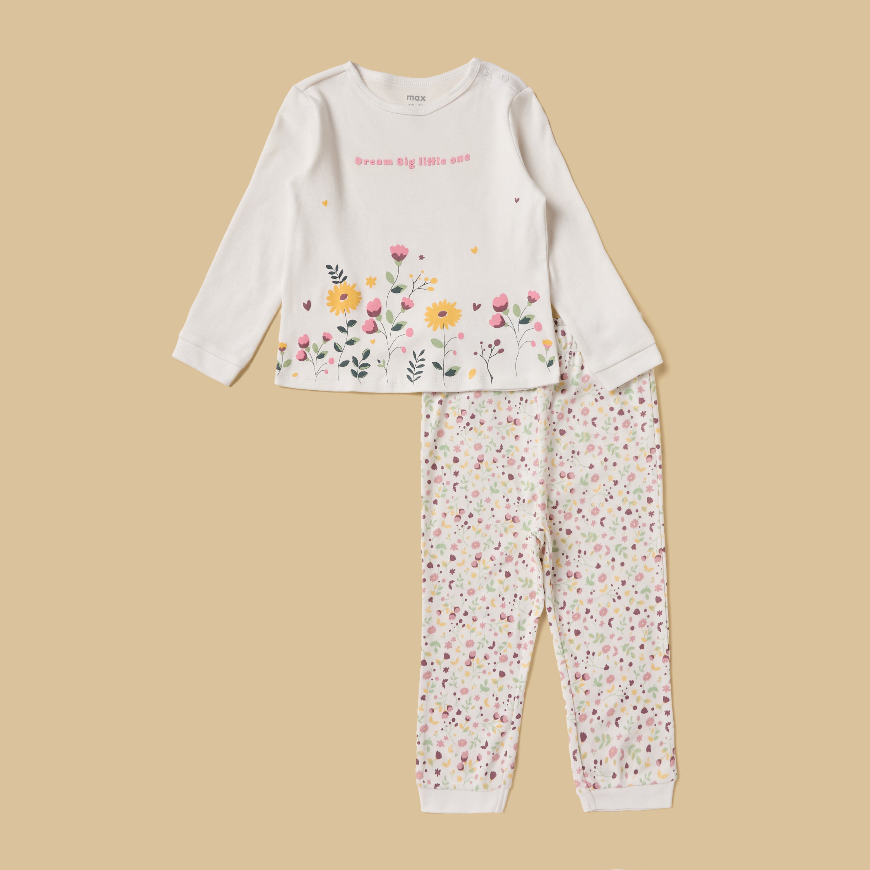 Pack of 2 - Floral Print Cotton Pyjama Set