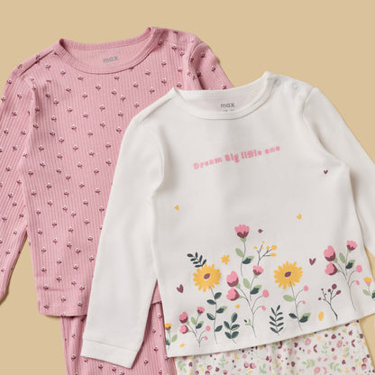 Pack of 2 - Floral Print Cotton Pyjama Set