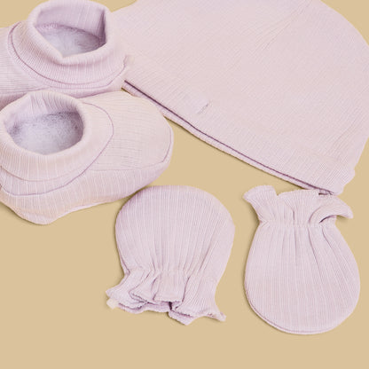 Ribbed Beanie with Booties and Mittens