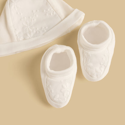 Floral Embroidered Cap with Booties