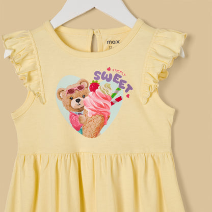 Bear Print Cotton Sleeveless Dress