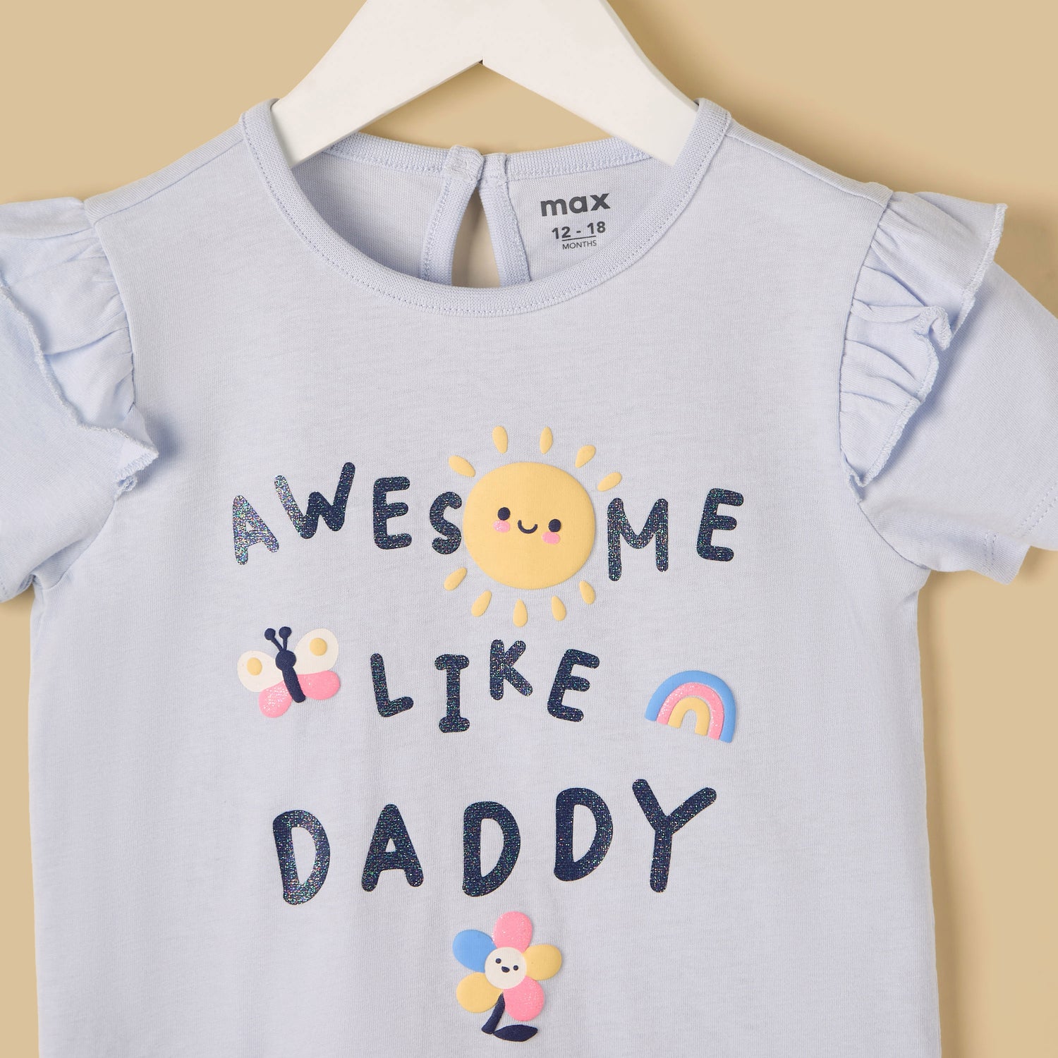 Graphic Print Cotton Top with Ruffles