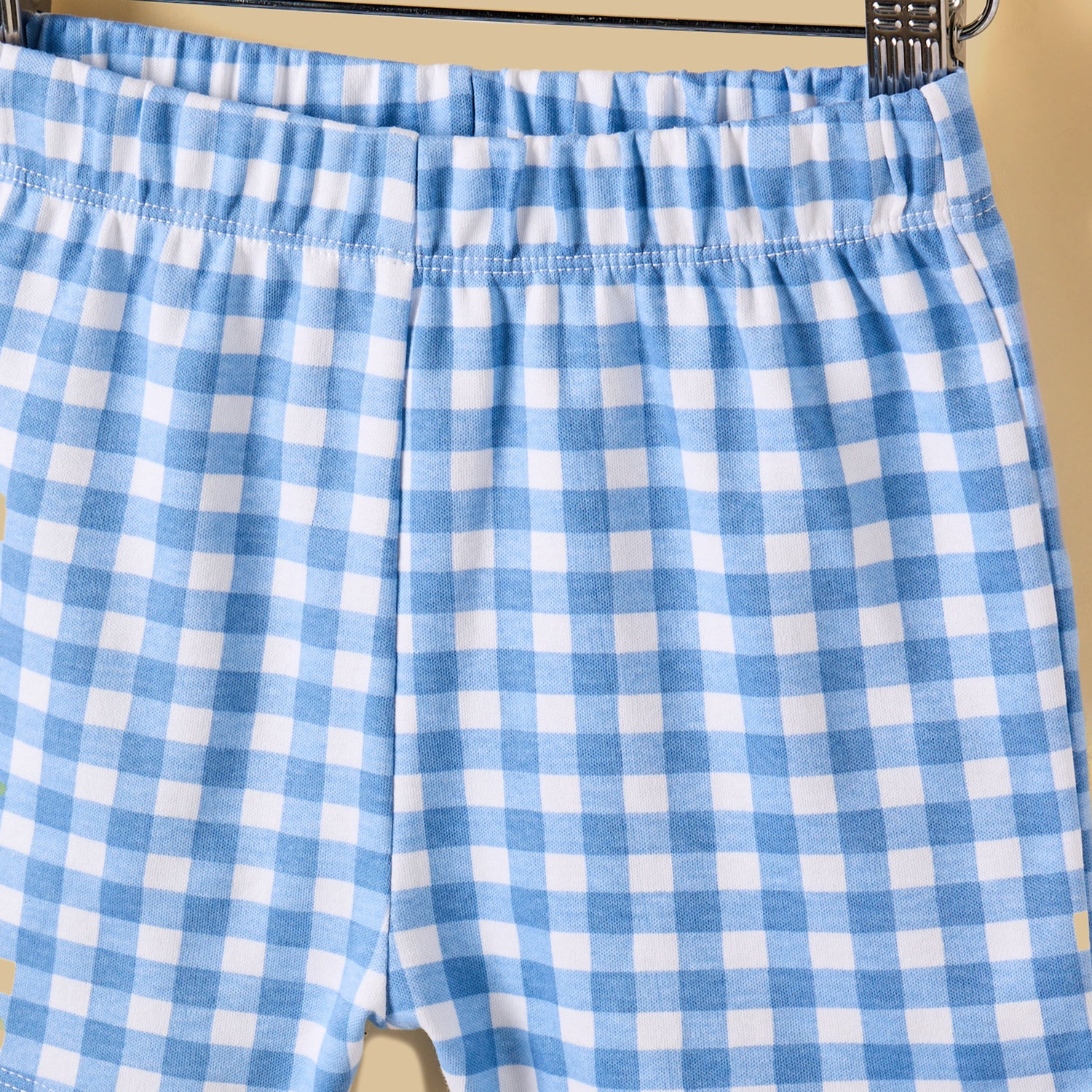 Bear Print Checked Cotton Shorts Set