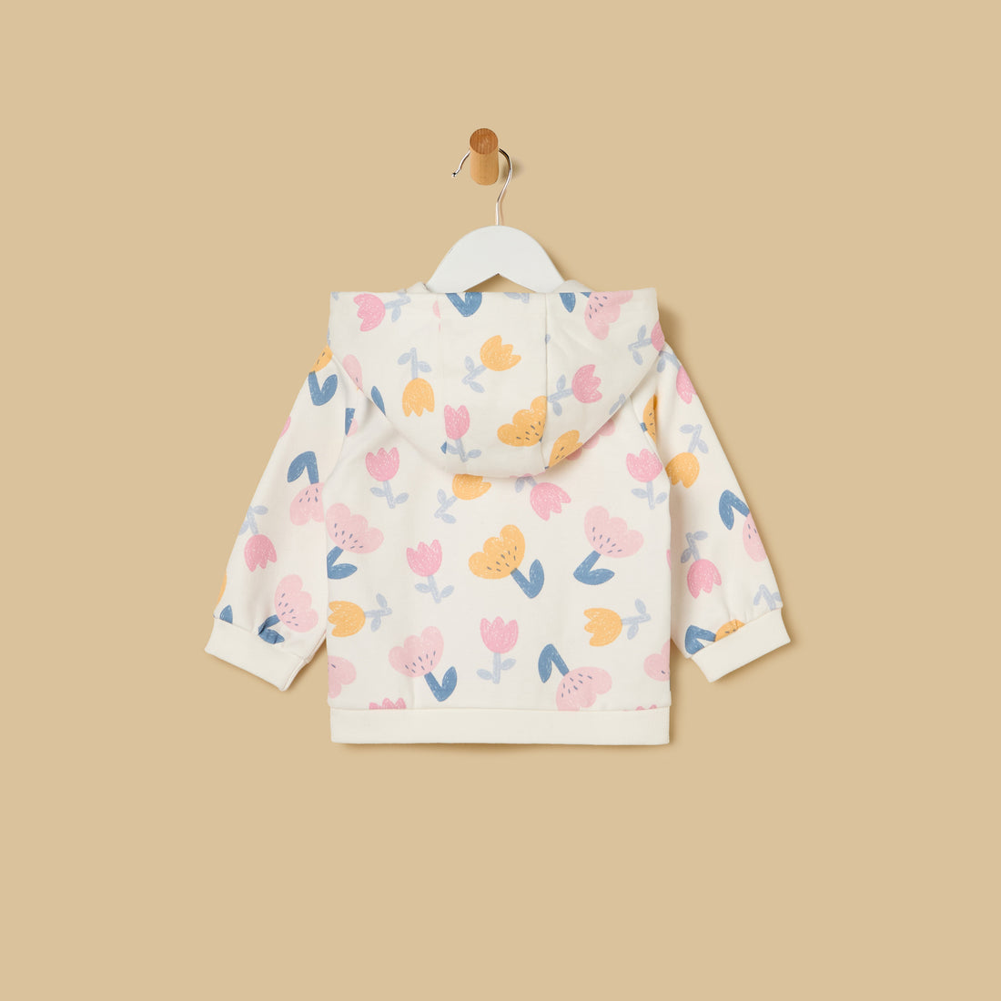 Floral Print Zip Through Hoodie