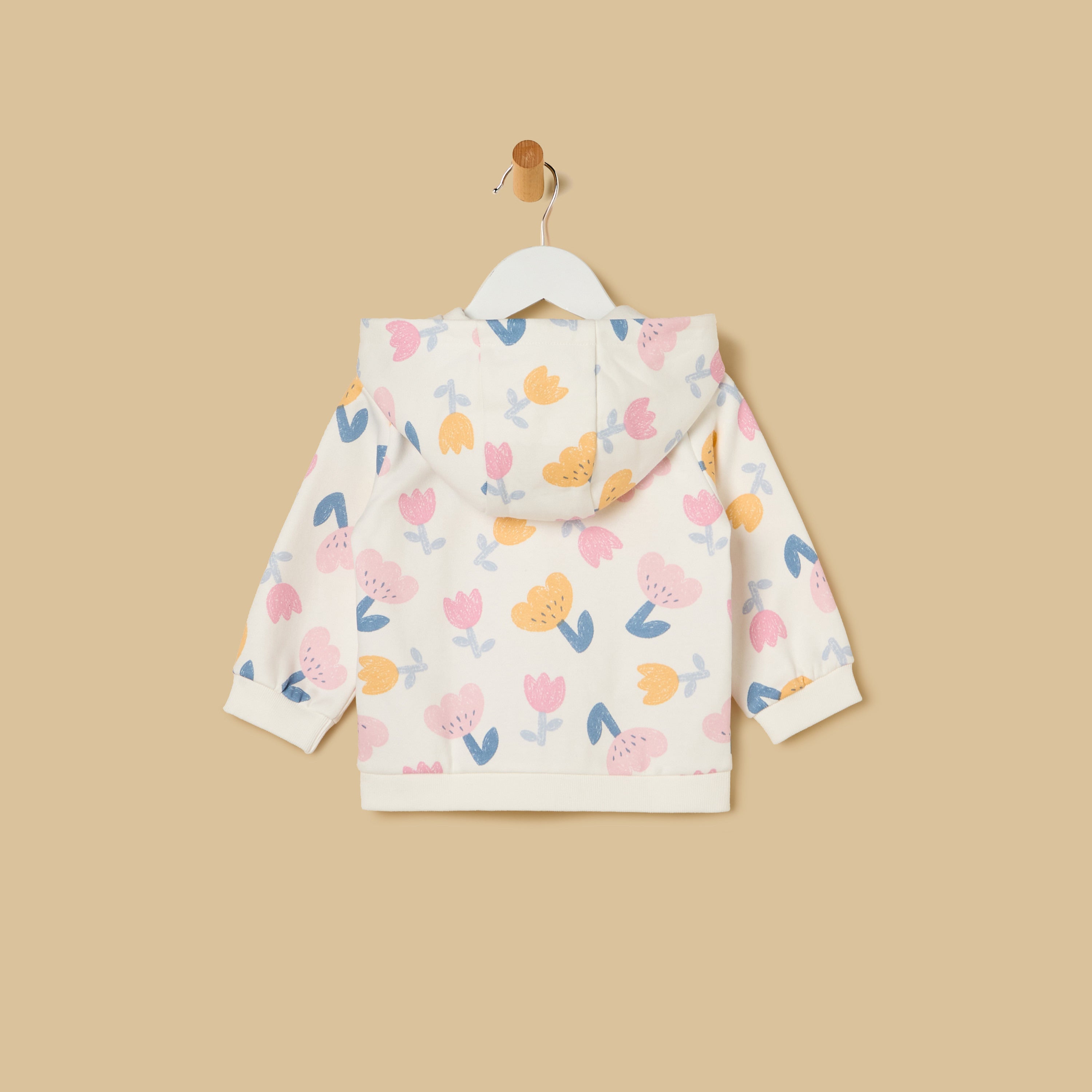 Floral Print Zip Through Hoodie