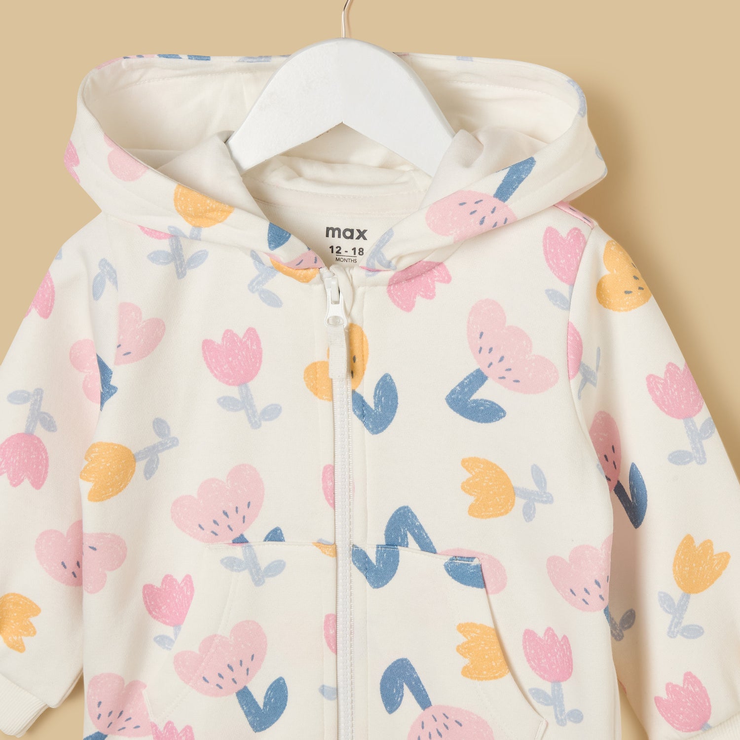 Floral Print Zip Through Hoodie