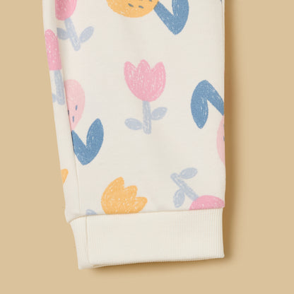 Floral Print Cotton Joggers