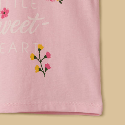 Slogan Print Cotton Top and Shorts Set