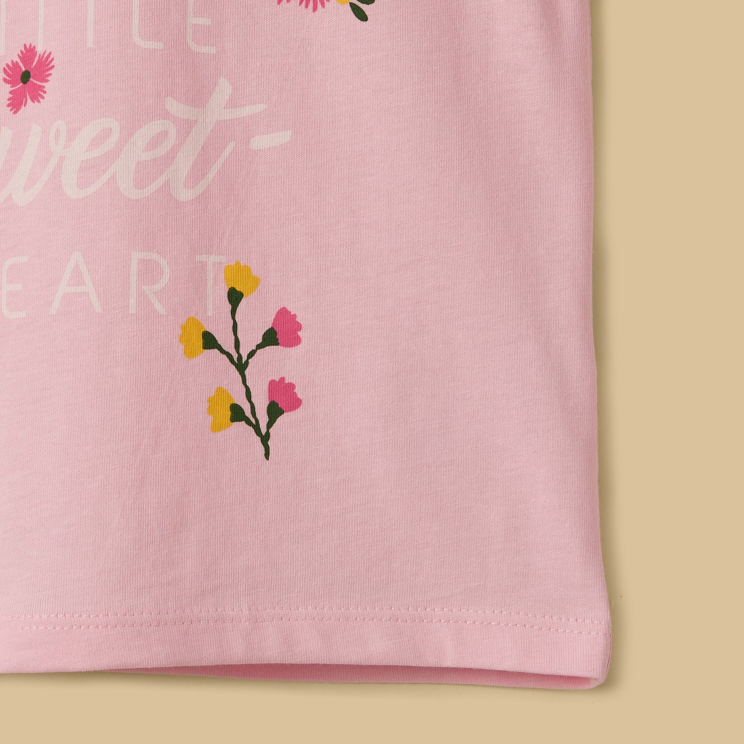 Slogan Print Cotton Top and Shorts Set