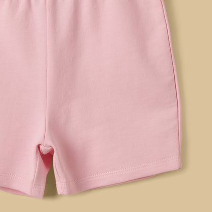 Slogan Print Cotton Top and Shorts Set