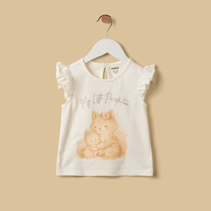 Cat Print Cotton Top and Shorts Set