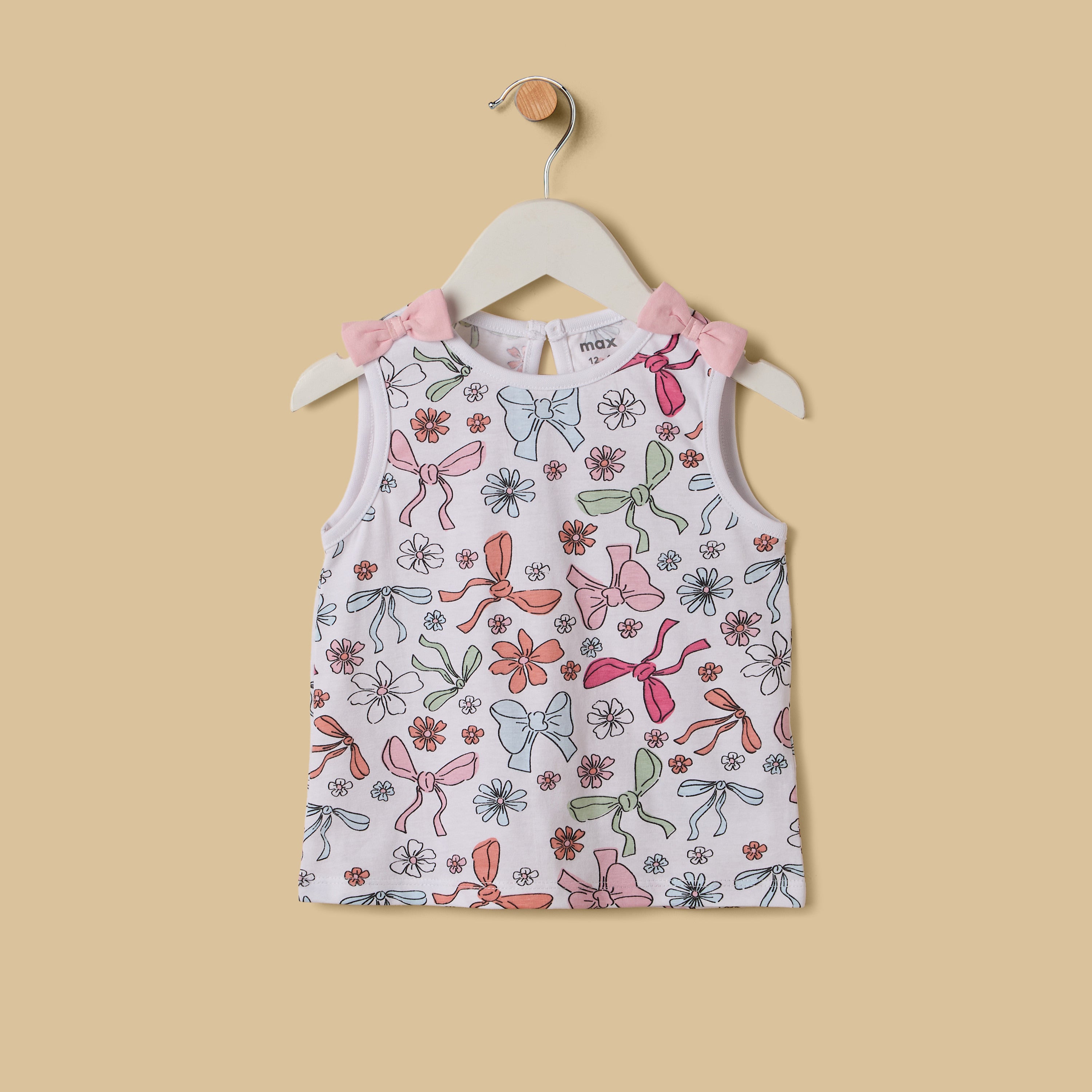 Bow Print Cotton Top and Shorts Set