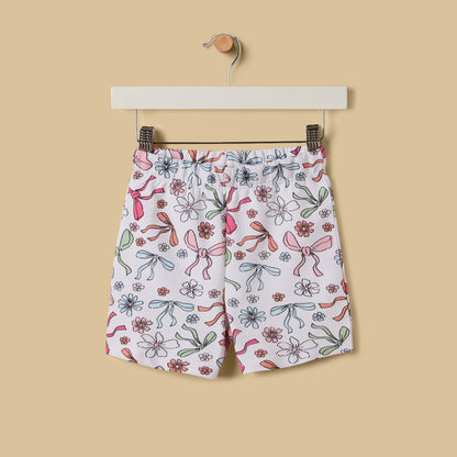 Bow Print Cotton Top and Shorts Set