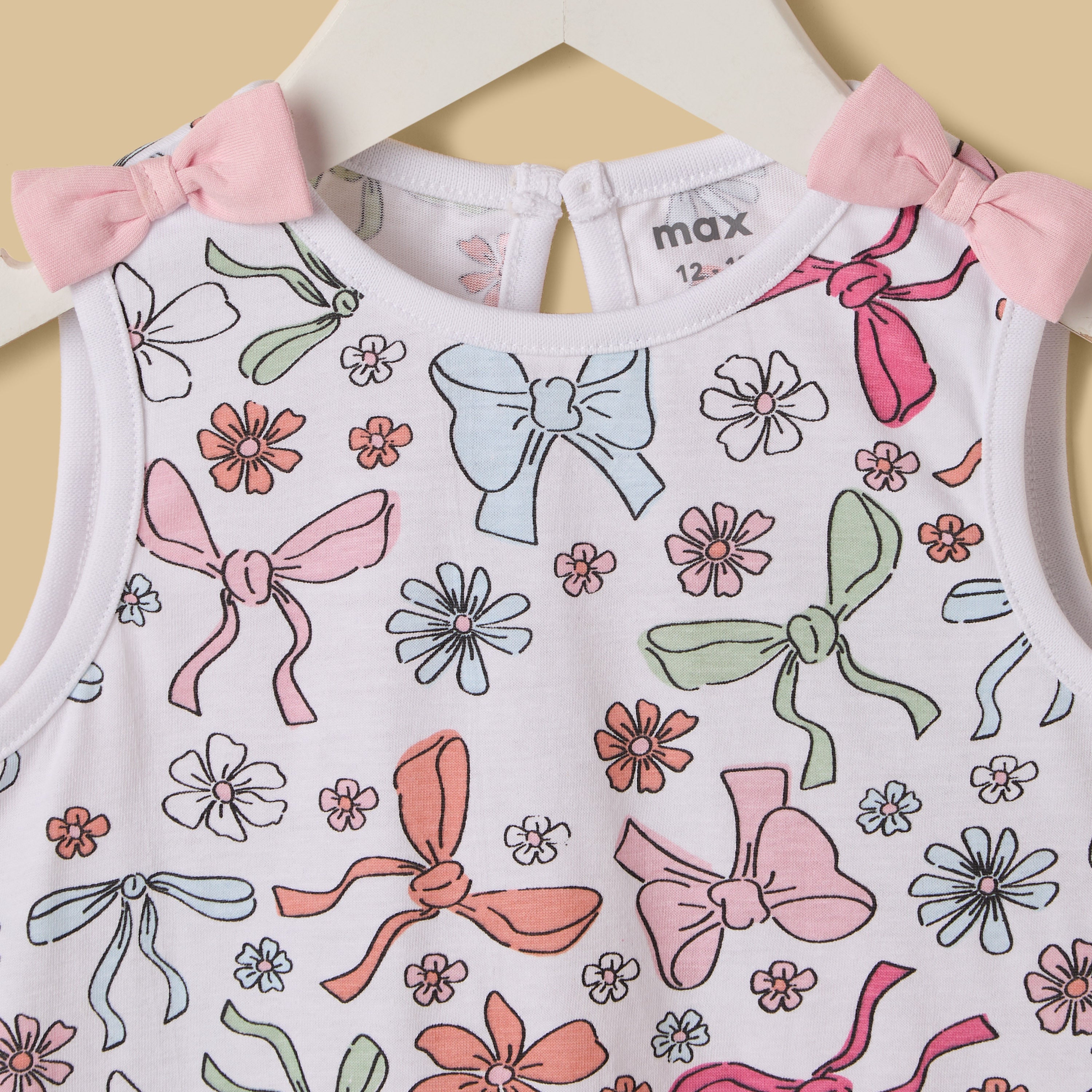 Bow Print Cotton Top and Shorts Set