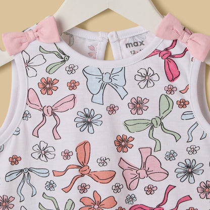 Bow Print Cotton Top and Shorts Set