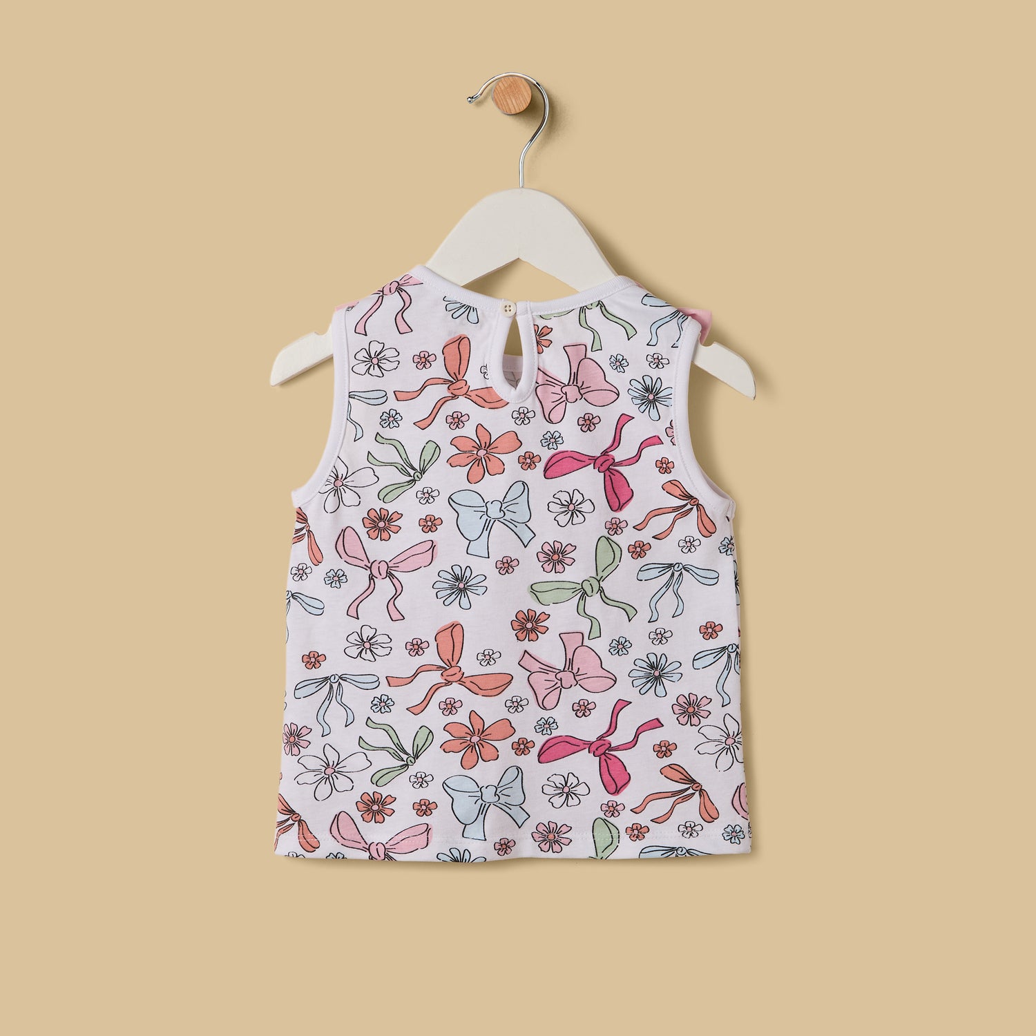 Bow Print Cotton Top and Shorts Set