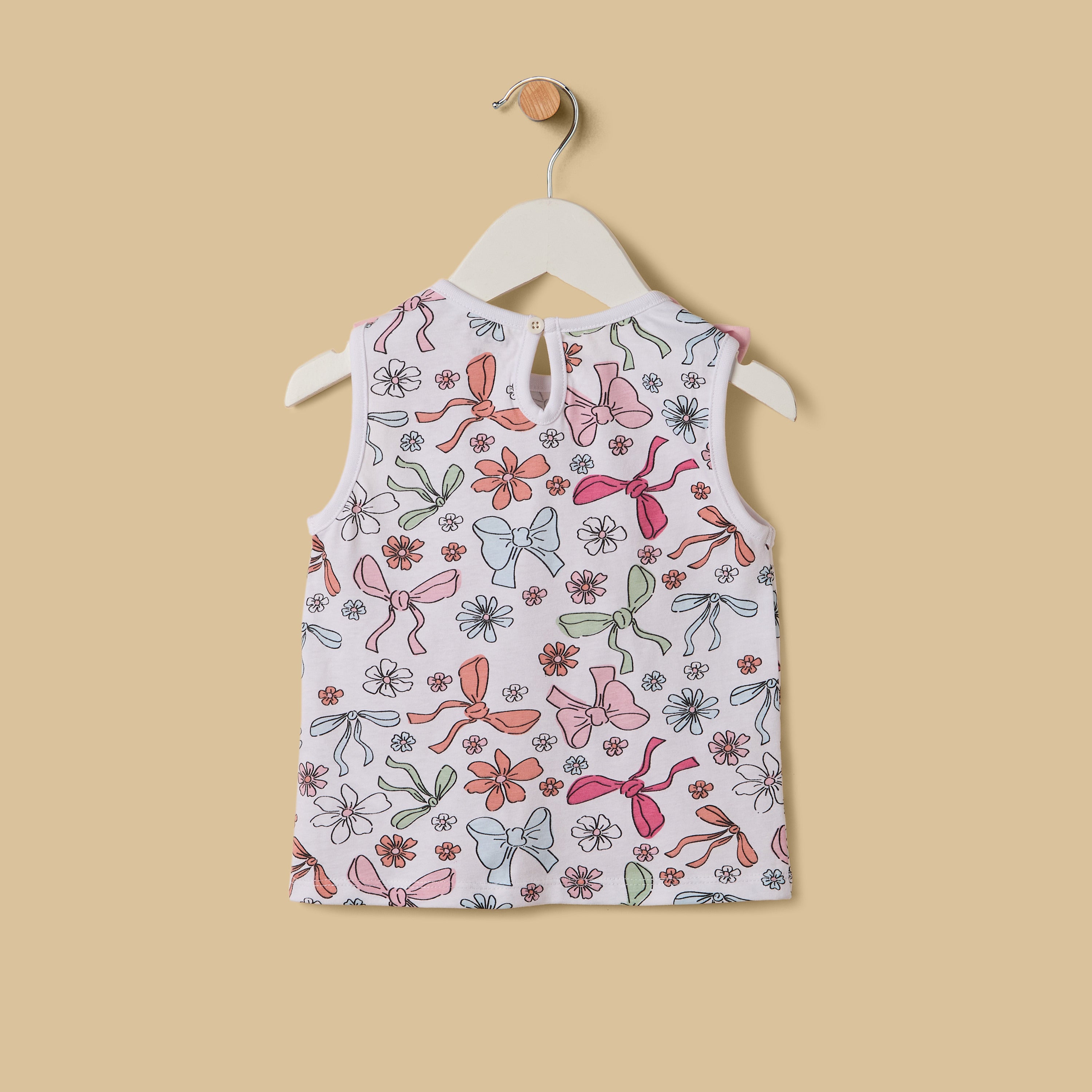 Bow Print Cotton Top and Shorts Set