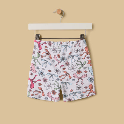 Bow Print Cotton Top and Shorts Set