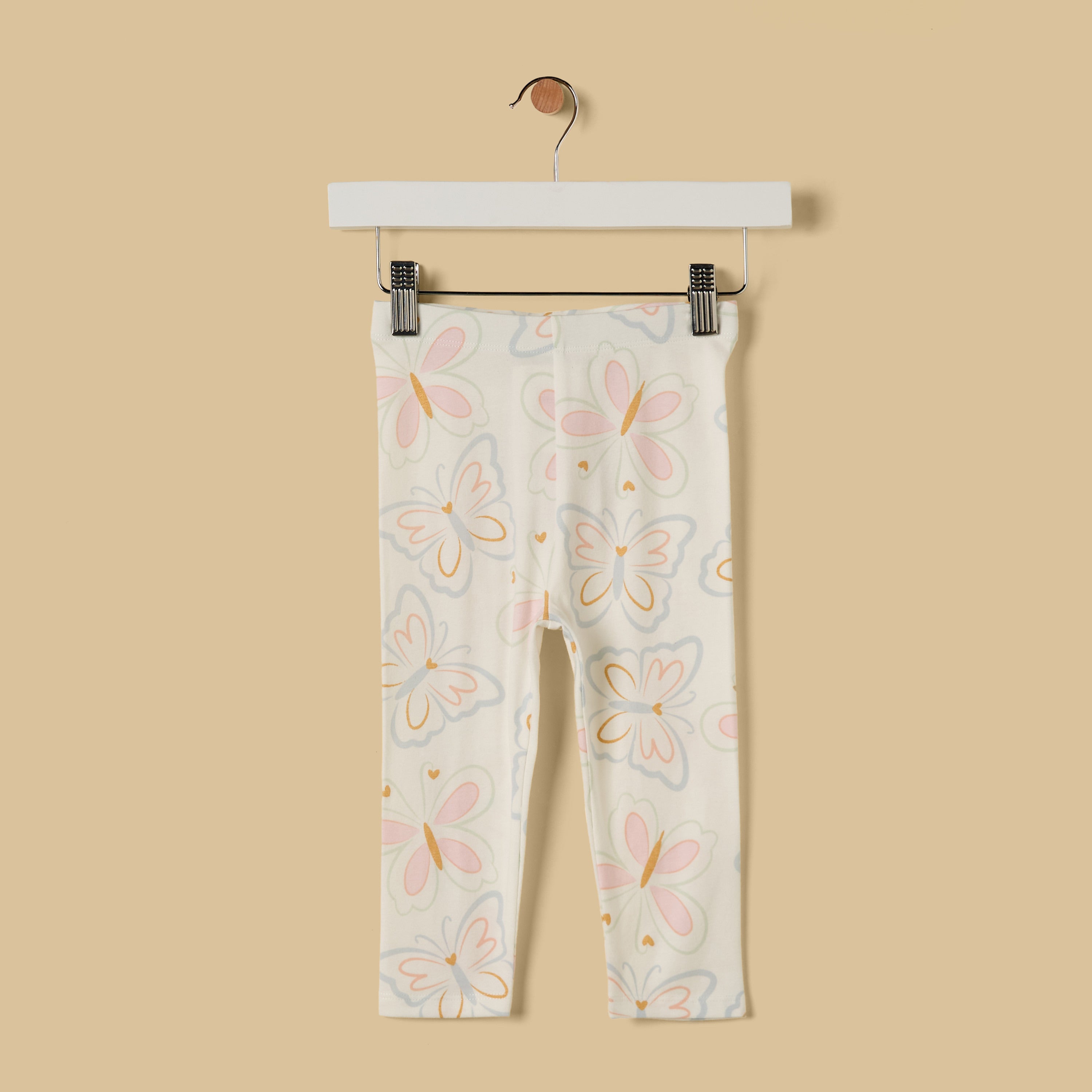 Butterfly Print Leggings - Cream / 12-18 mths