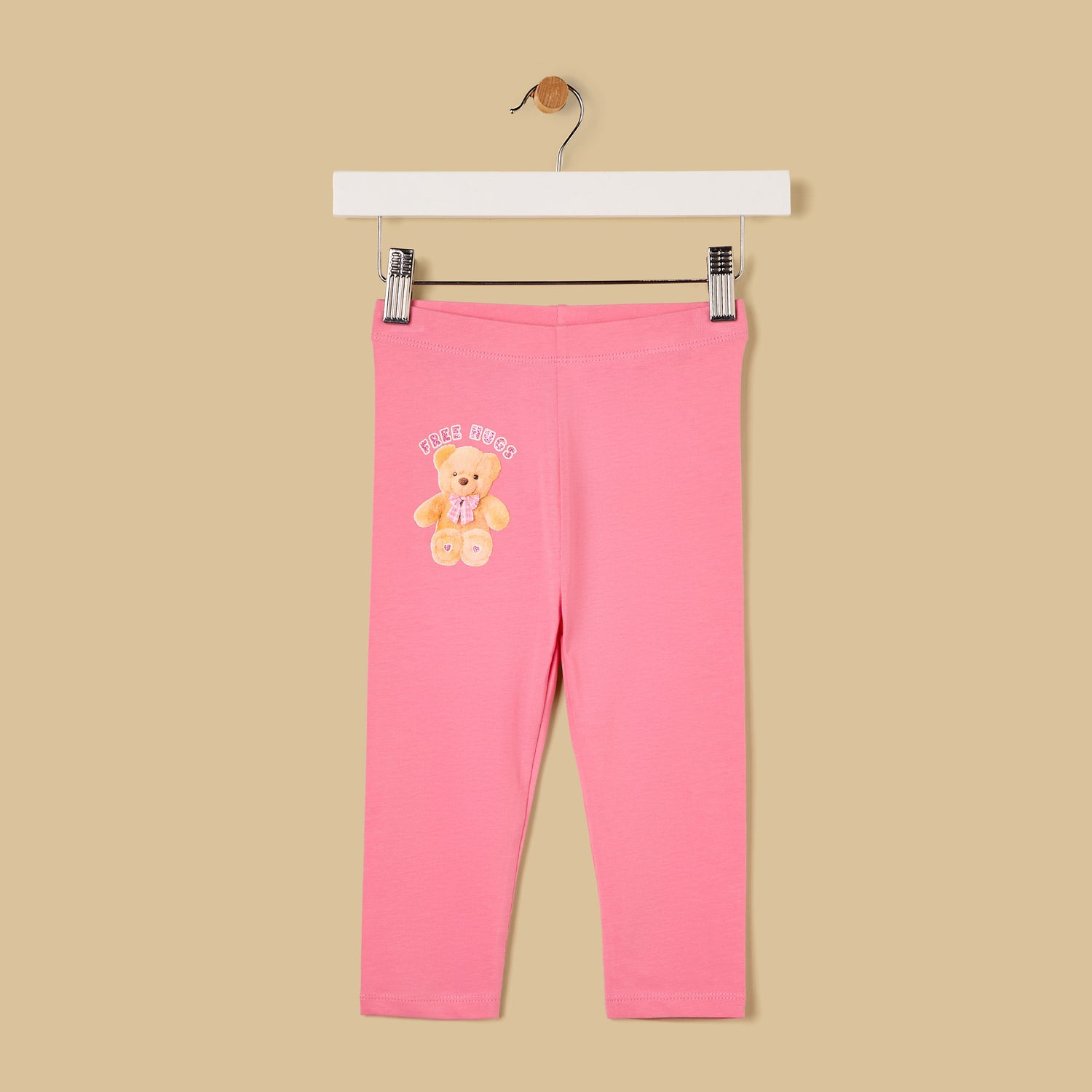 Teddy Bear Print Leggings - Pink / 12-18 mths