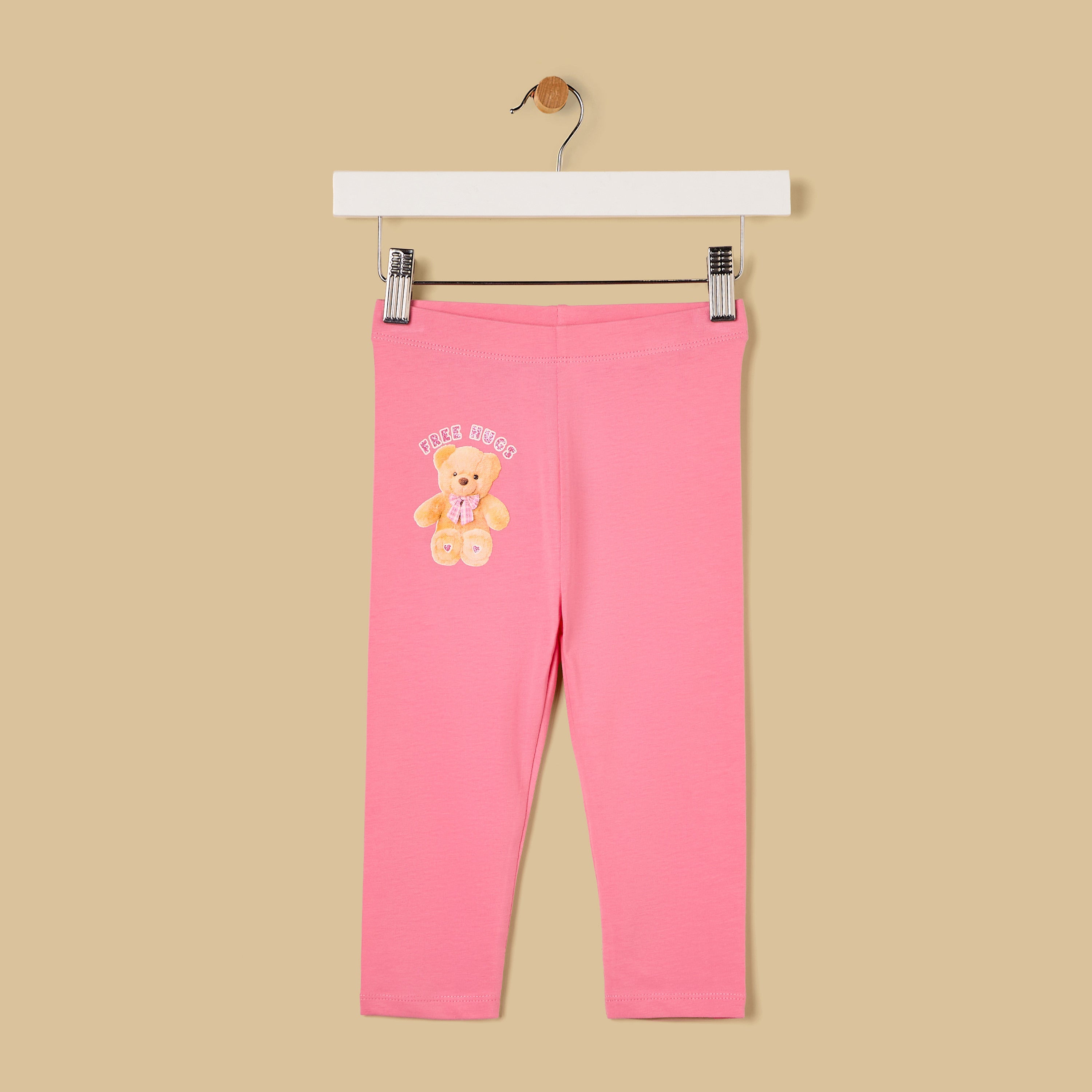 Teddy Bear Print Leggings - Pink / 12-18 mths