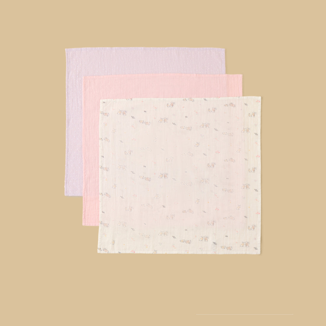 Pack of 3 - Assorted Cotton Wash Cloth - Cream / Free Size
