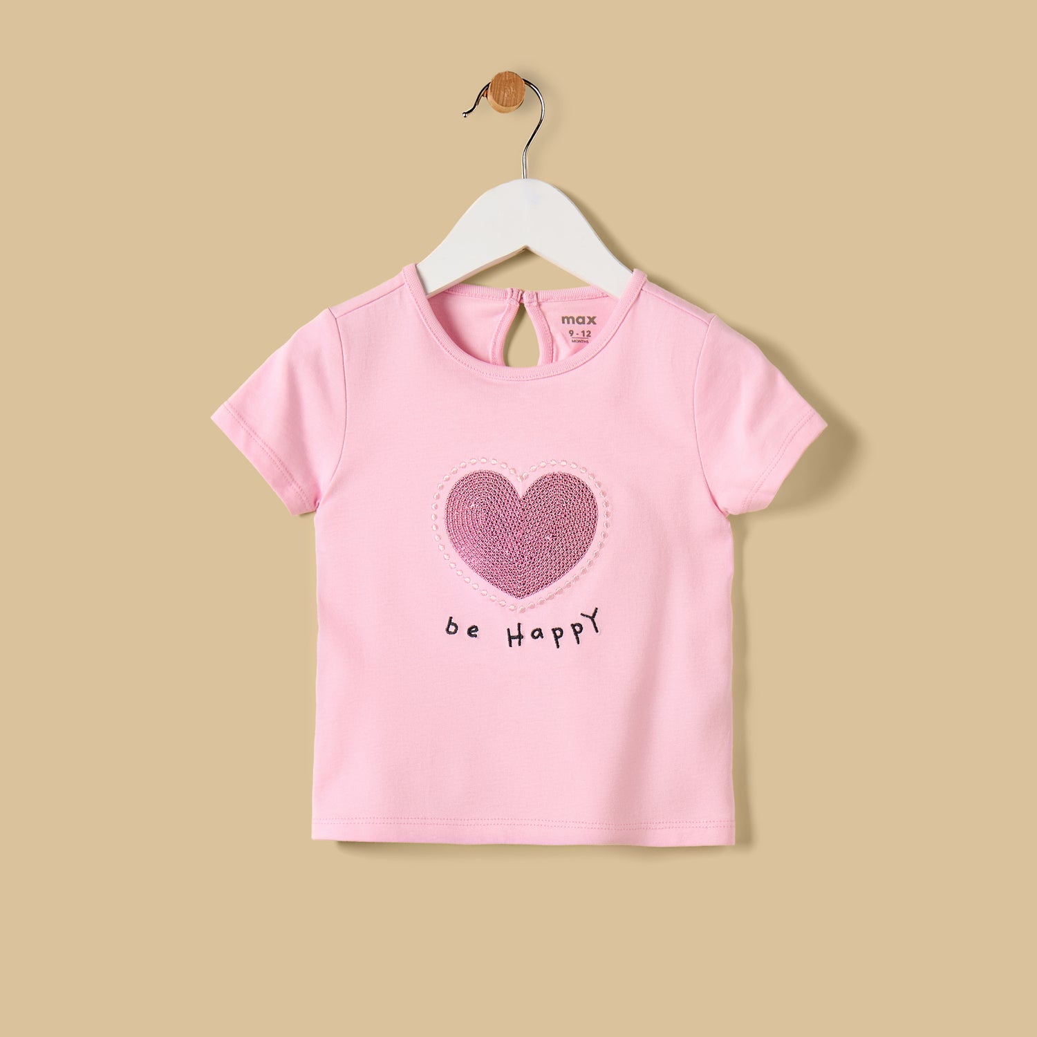 Heart Sequin Embellished Top - Pink / 12-18 mths