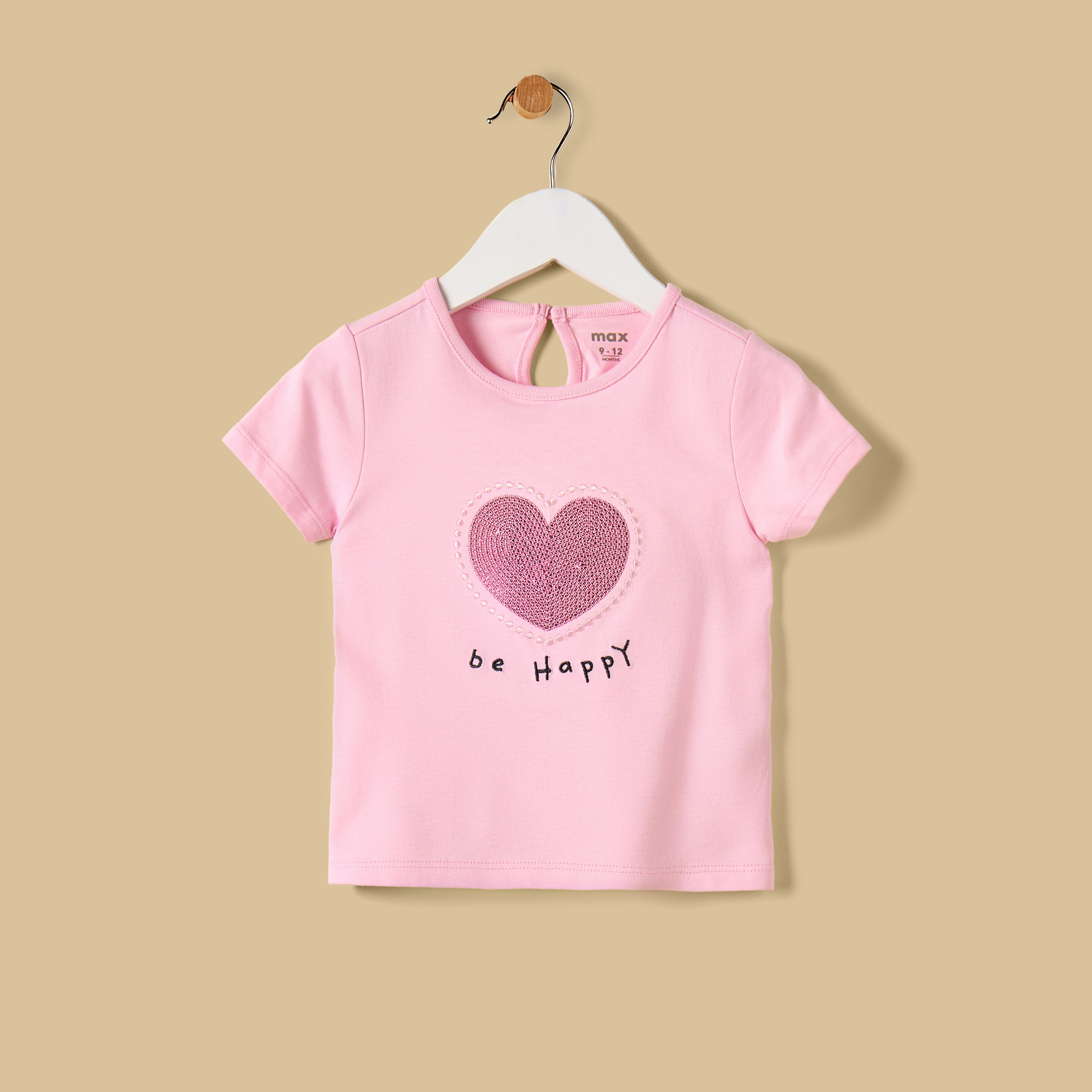 Heart Sequin Embellished Top - Pink / 12-18 mths