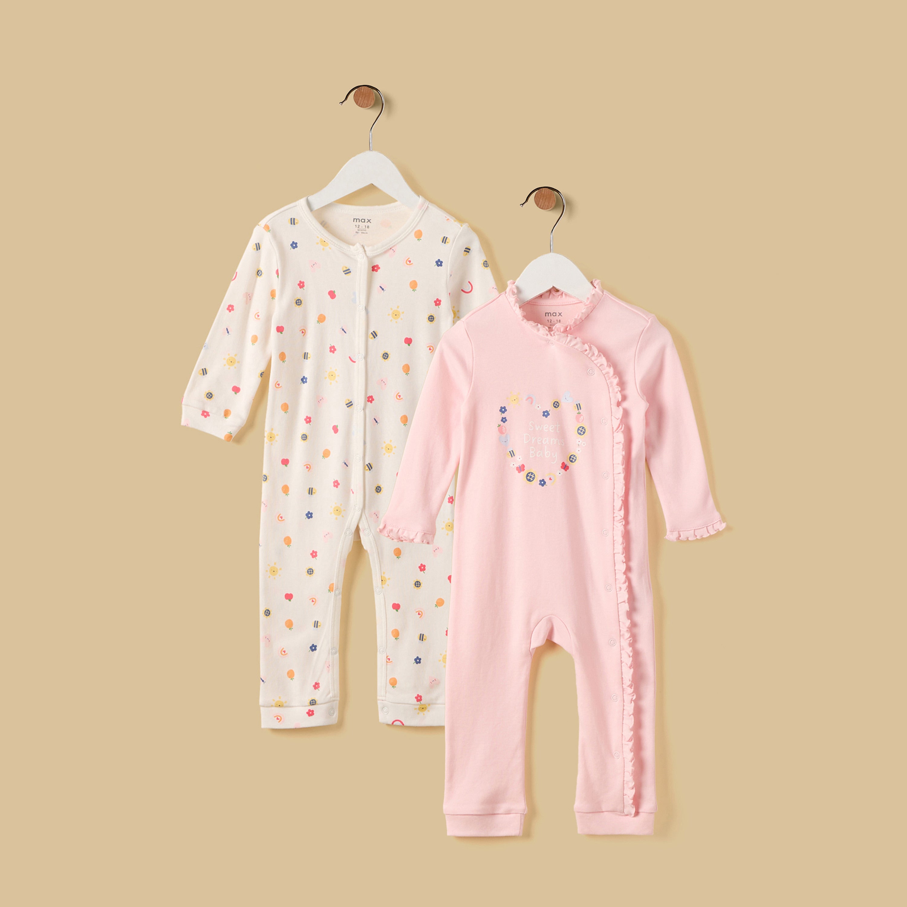 Pack of 2 - Printed Sleepsuit - Pink / 12-18 mths