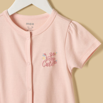 Printed Romper and Sleepsuit Set
