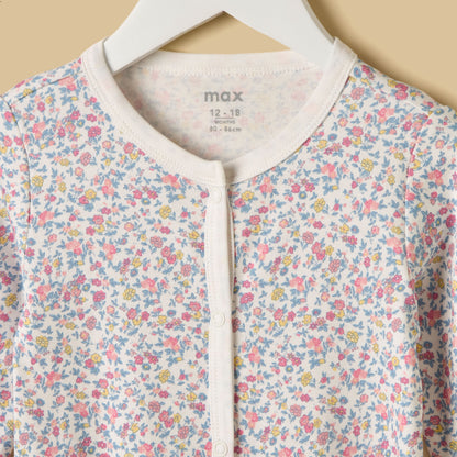 Printed Romper and Sleepsuit Set