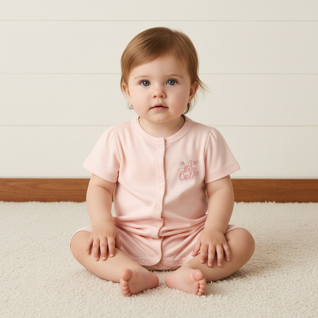 Printed Romper and Sleepsuit Set