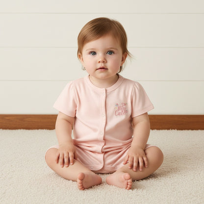 Printed Romper and Sleepsuit Set