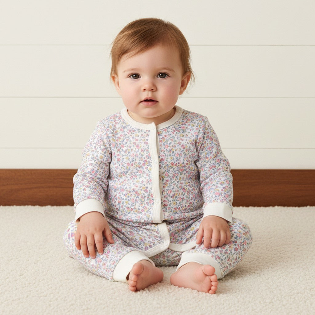 Printed Romper and Sleepsuit Set
