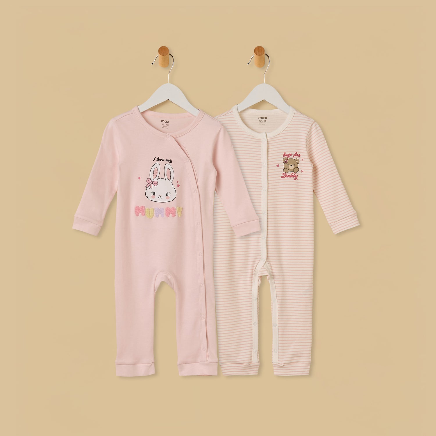 Pack of 2 - Printed Sleepsuit - Pink / 12-18 mths