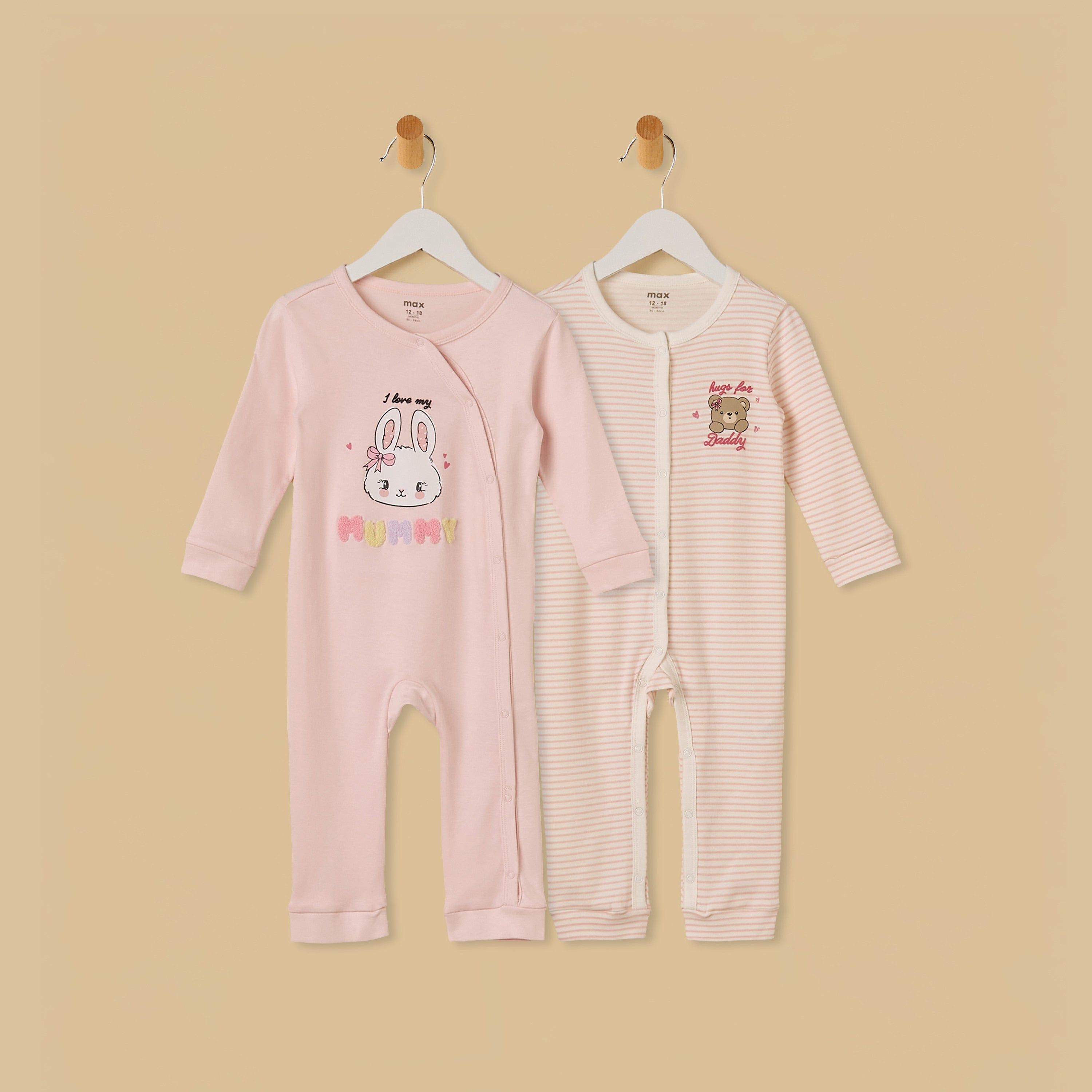 Pack of 2 - Printed Sleepsuit - Pink / 12-18 mths