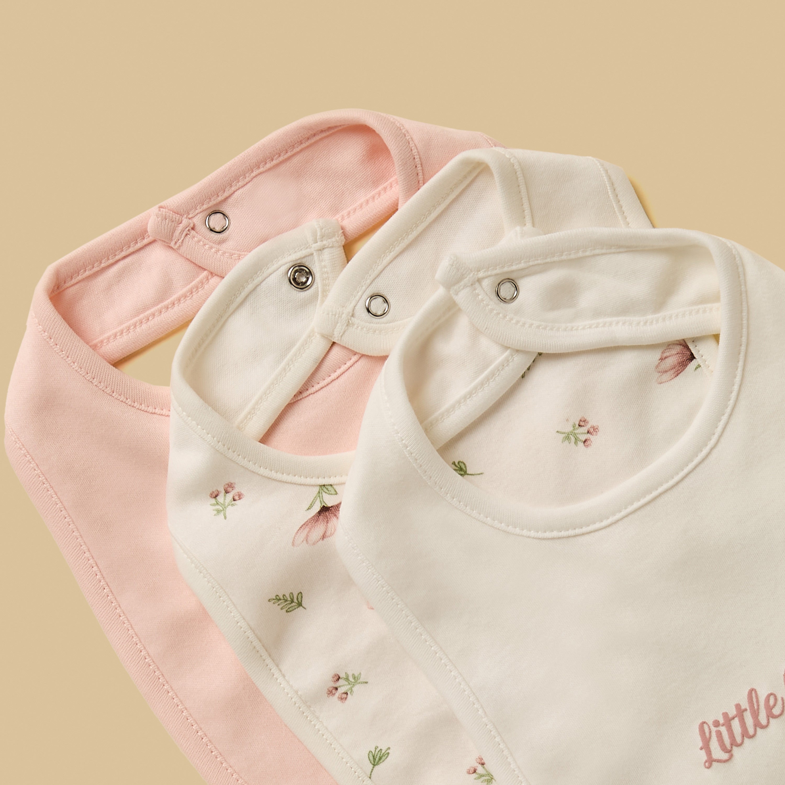 Pack of 3 - Assorted Cotton Bib with Snap Button Closure