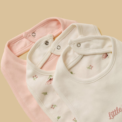 Pack of 3 - Assorted Cotton Bib with Snap Button Closure