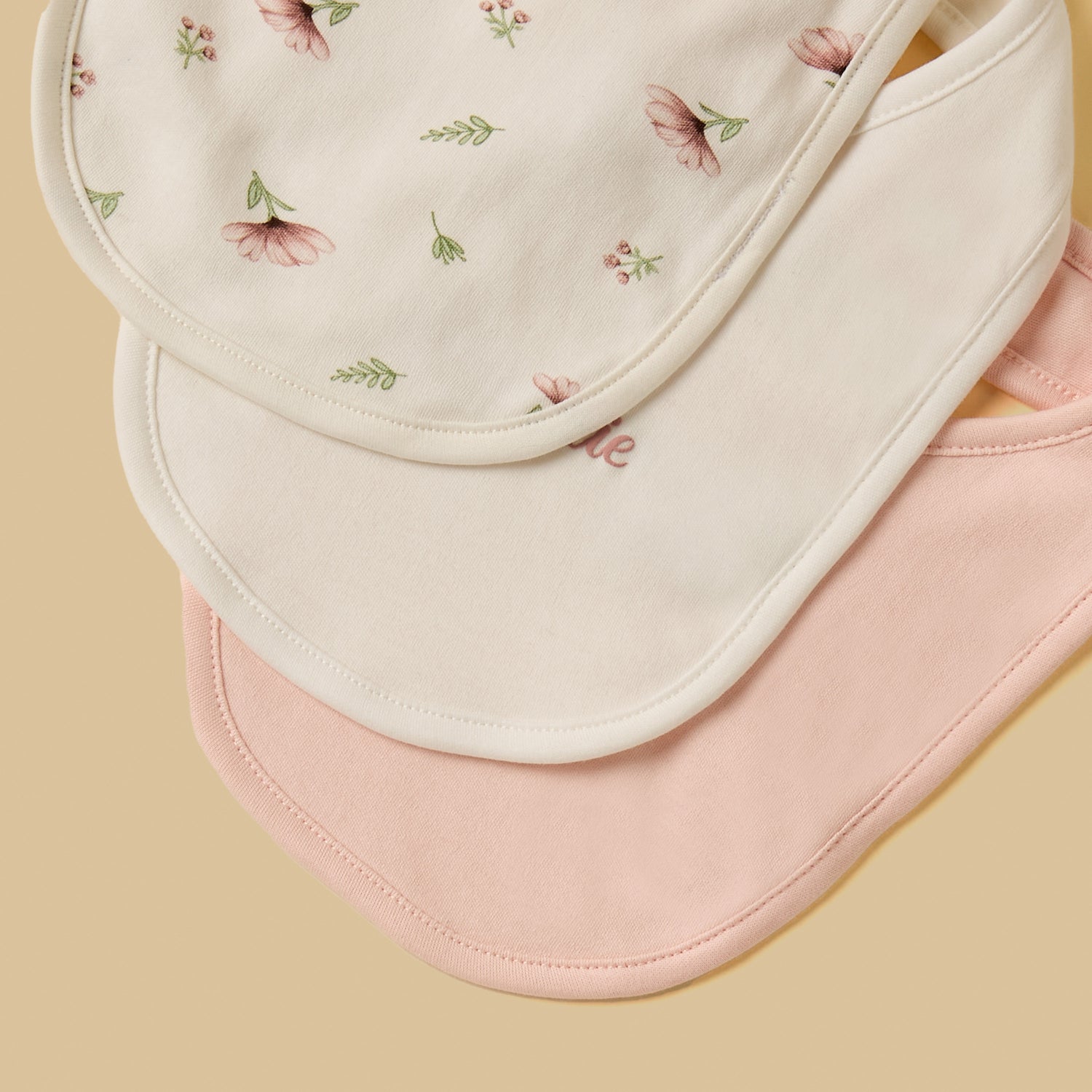Pack of 3 - Assorted Cotton Bib with Snap Button Closure