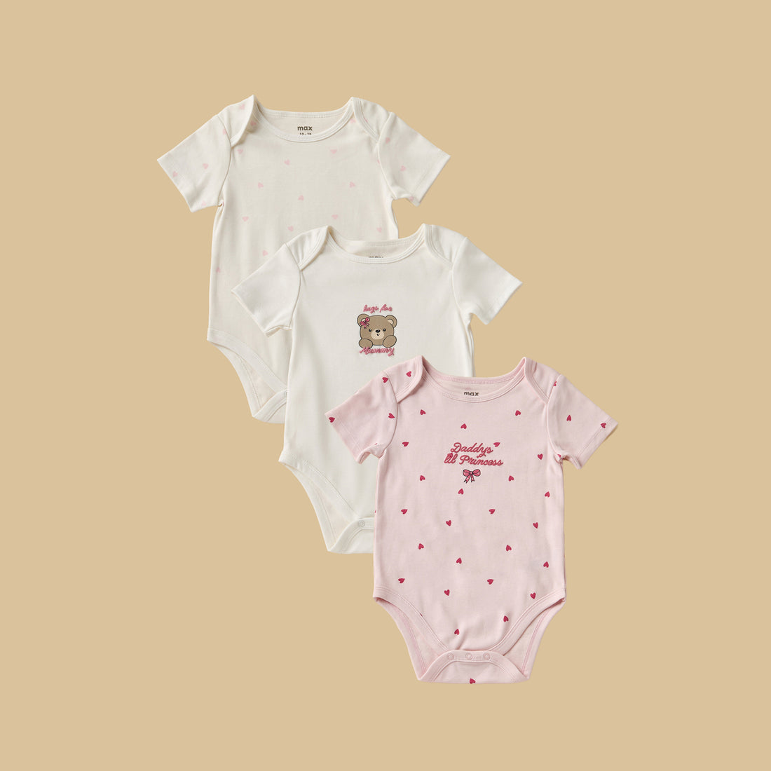 Pack of 3 - Printed Bodysuit - Pink / 12-18 mths