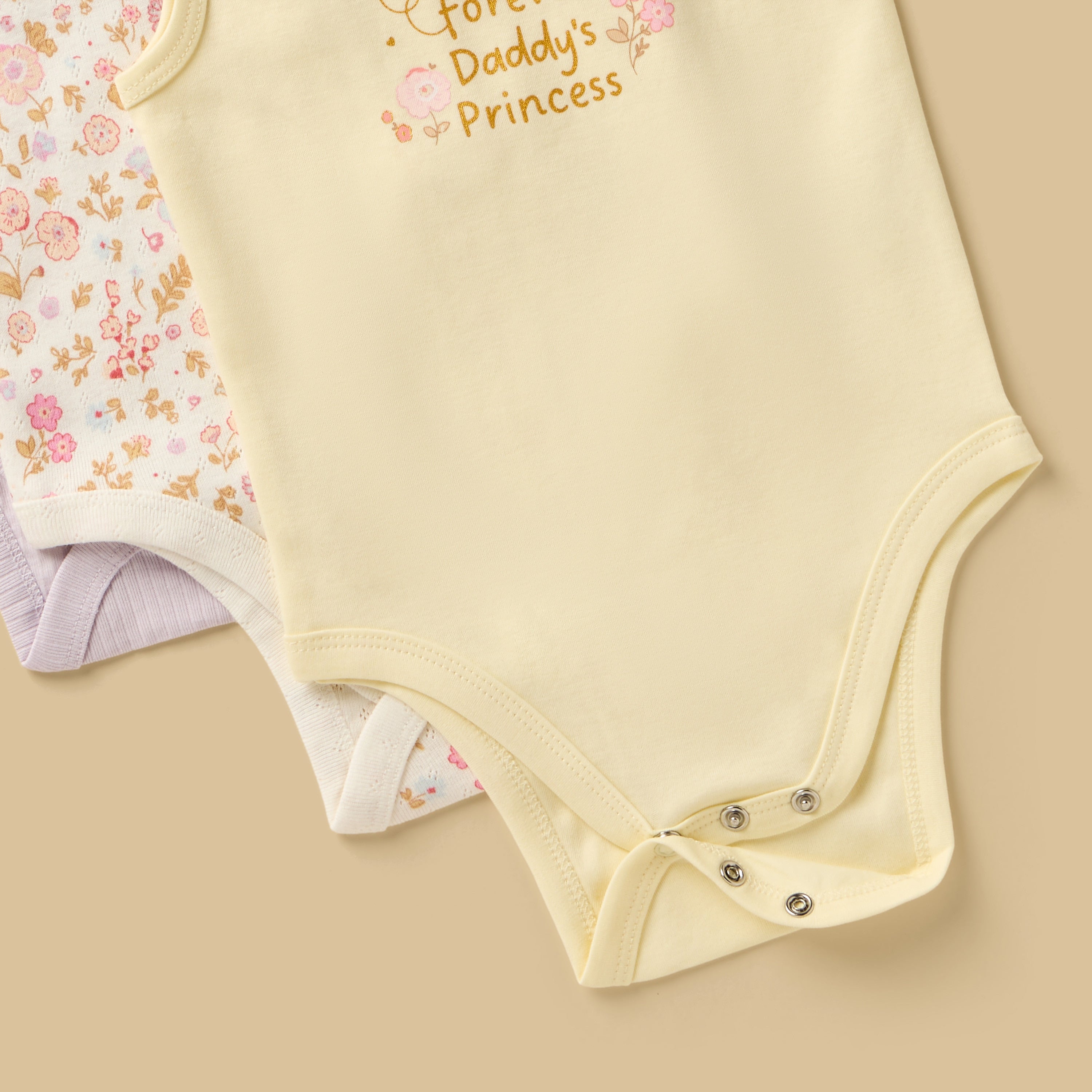 Pack of 3 - Floral Print Sleeveless Bodysuit