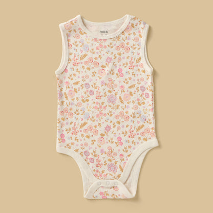 Pack of 3 - Floral Print Sleeveless Bodysuit