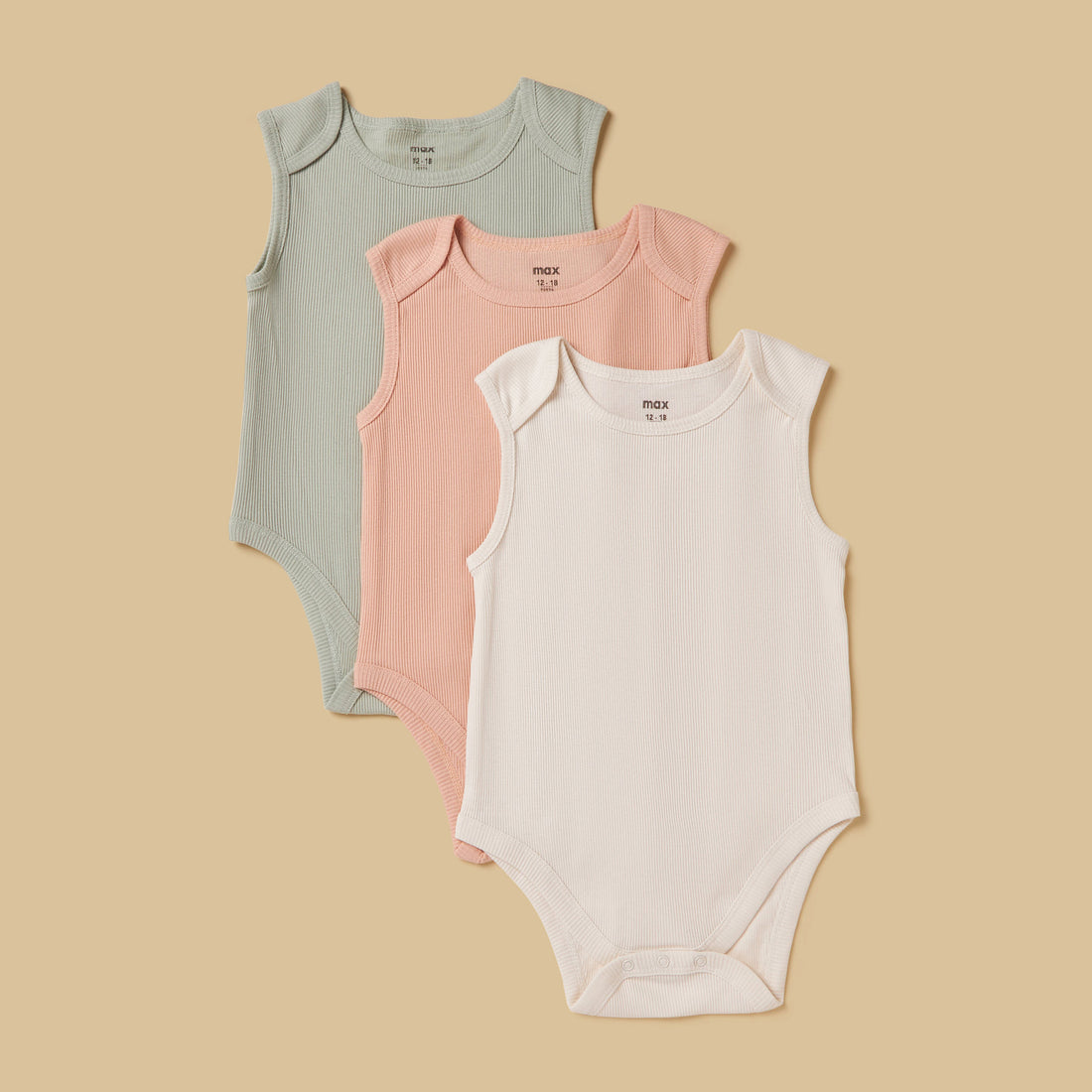 Pack of 3 - Ribbed Bodysuit - Multicolour / 12-18 mths