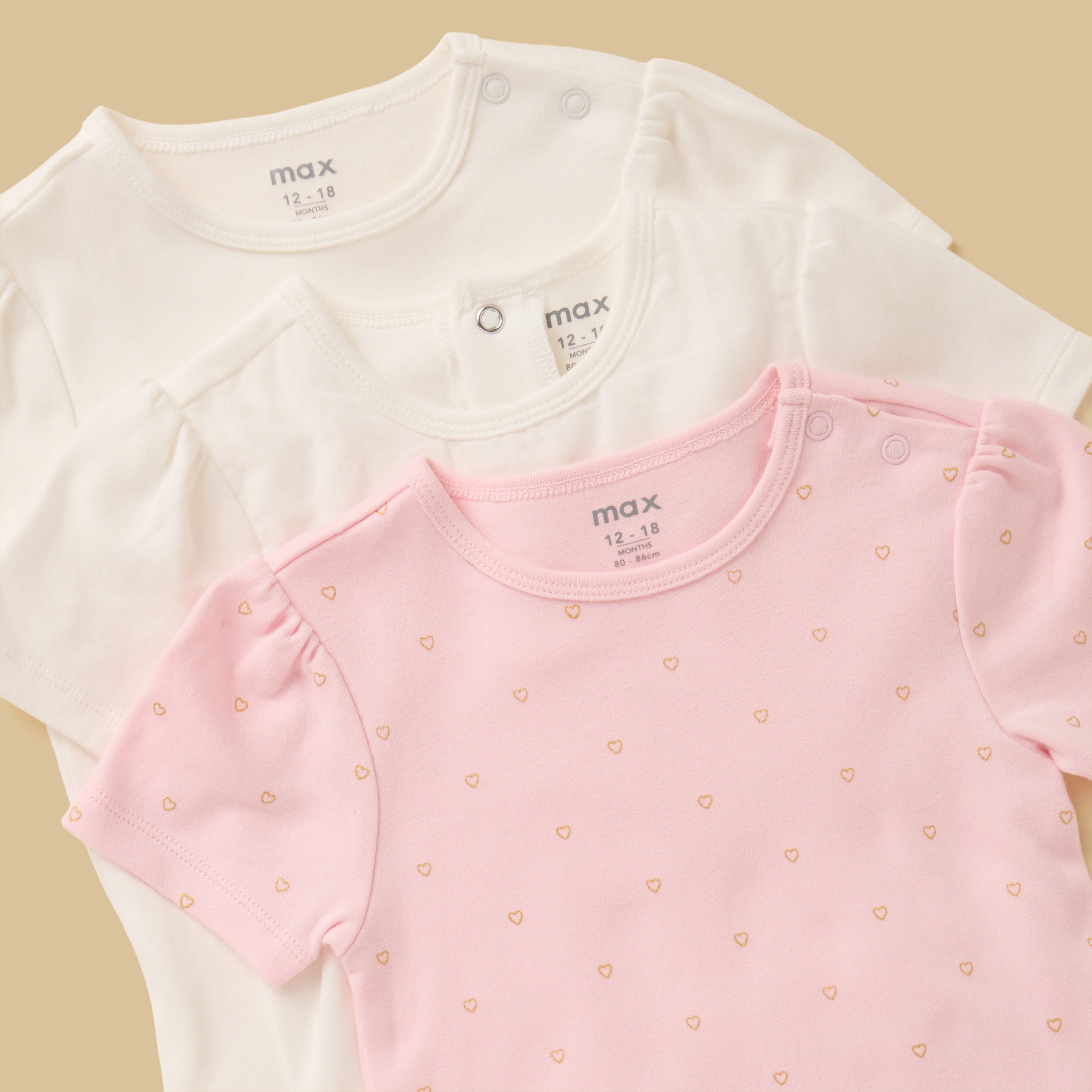 Pack of 3 - Heart Print Sleeveless Bodysuit