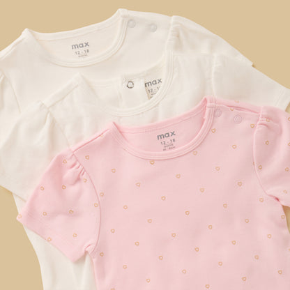 Pack of 3 - Heart Print Sleeveless Bodysuit