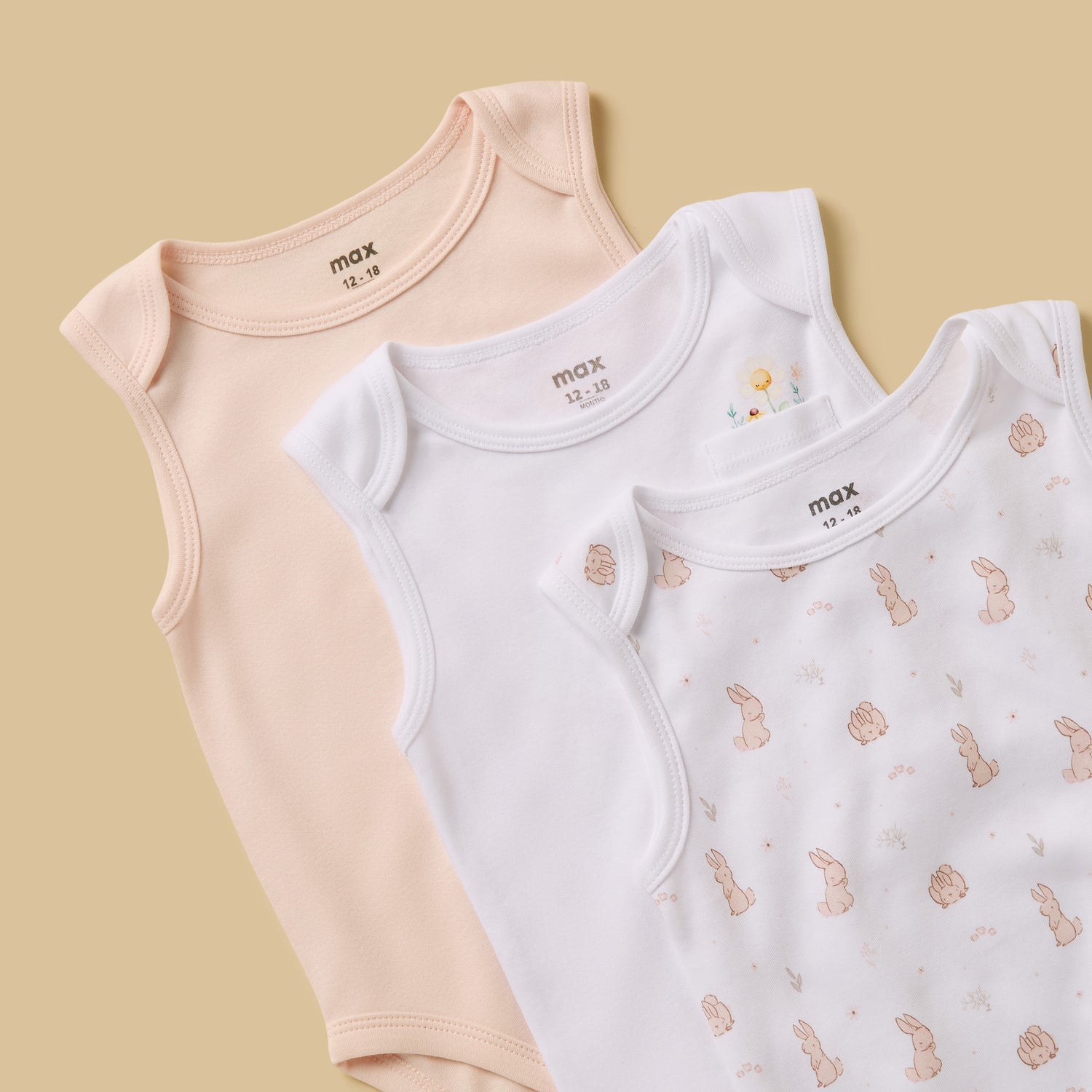 Pack of 3 - Assorted Sleeveless Bodysuit